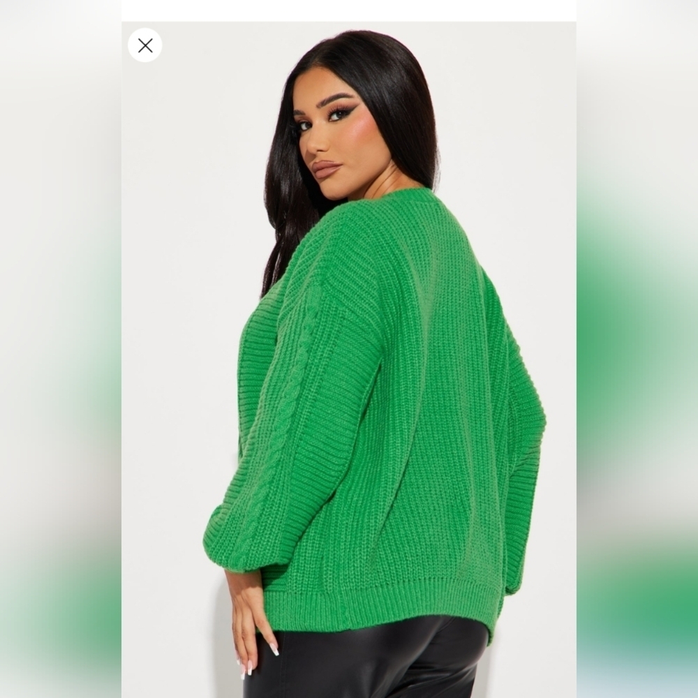 Fashion Nova Couch Convo Cardigan - Green Size 1X(14/16) (NWOT) - Picture 4 of 12
